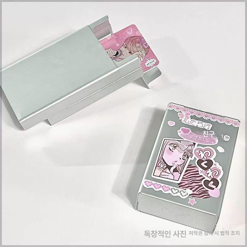 포토카드보관함 2개 세트 보관함 투명정리함 미니 보관통 수납상자 은색+흰색 - 상세 이미지 2