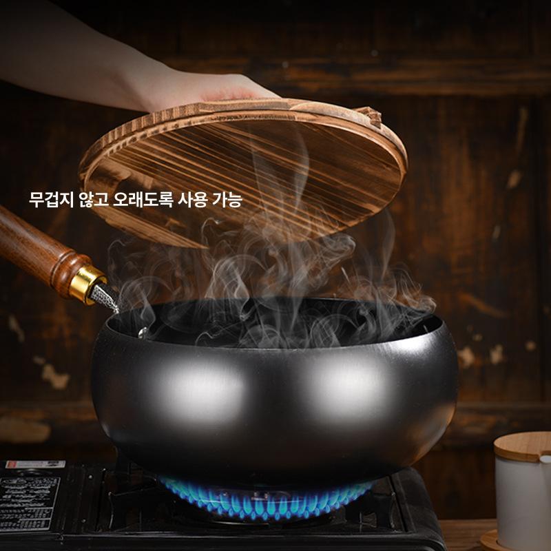 무쇠 웍 24cm 중국산 광면 단독냄비 깊은 원형 무쇠팬 전통 중식 볶음용 웍 궁중팬 - 상세 이미지 4