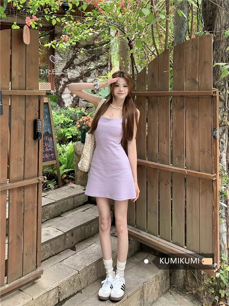 섹시 슬림 민소매 원피스 여름 여성 미니 캐주얼 뷔스티에 무지 - 상세 이미지 2