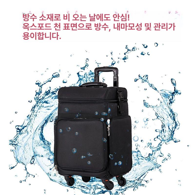 이동식 메이크업 가방 출장 뷰티 화장대 네일 화장품 대용량 검정색 분리형 바퀴 - 상세 이미지 2