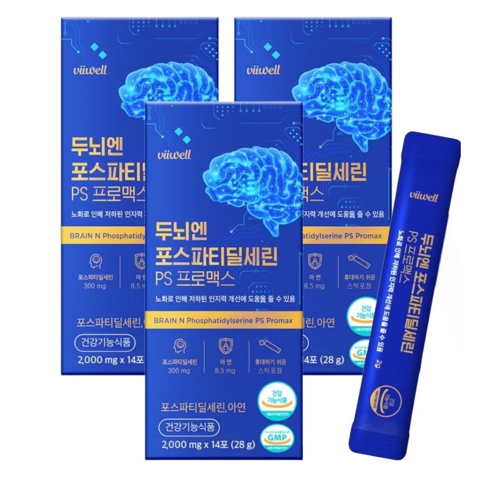 두뇌엔 PS 분말스틱 인지력 을 위한 뇌영양제 지금부터 챙길때 인절미맛 14포, 3개 - 상품 이미지