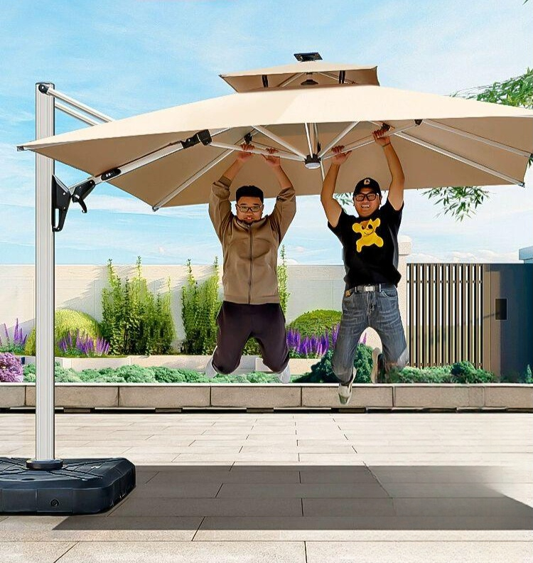 대형 야외 정원 우산 대형 파라솔 캠핑 파라솔 비치 받침대 사각형 150kg 신형 바퀴 A