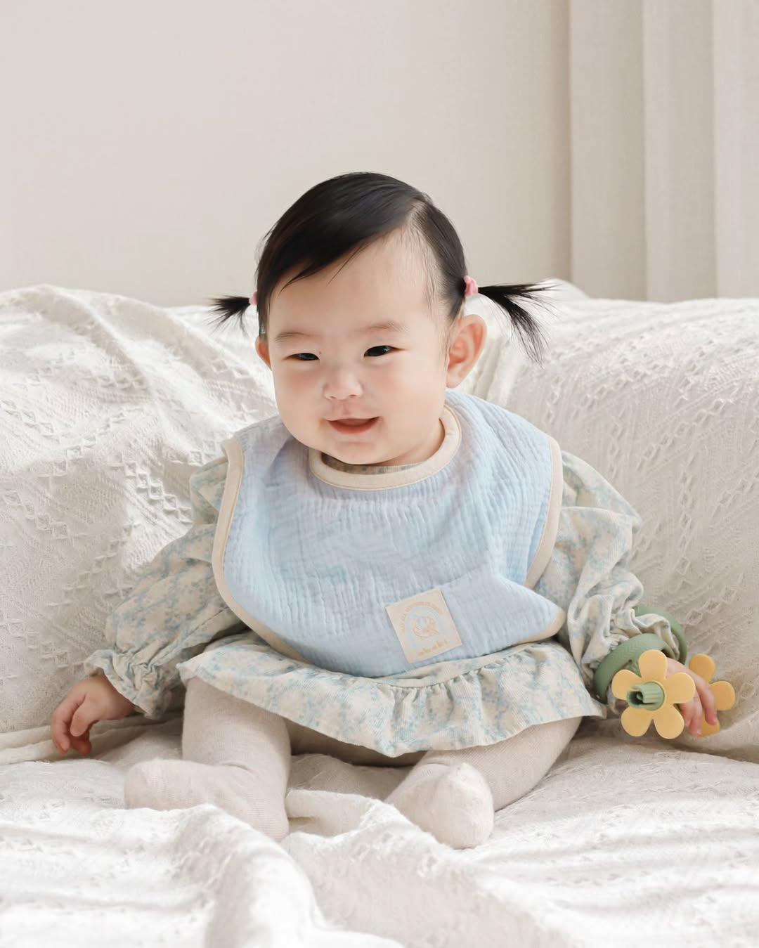[오보기] 4+1 아기 턱받이 침받이 순면 두겹 테리 이유식 국내제작
