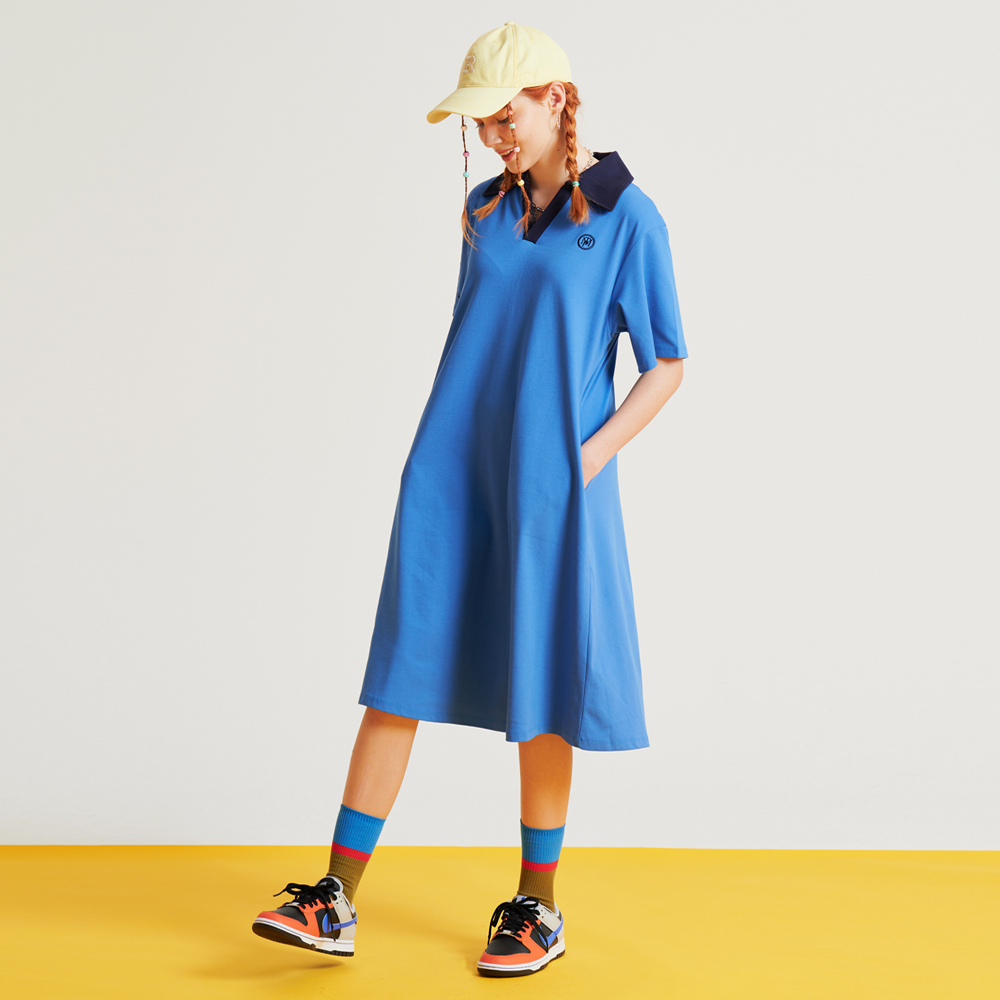 [메타퍼] 여성 여름 반팔 데일리룩 원피스 휴양지 바캉스 룩 원피스 블루