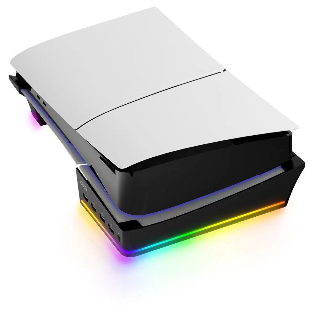 플스5 프로 수평 거치대 디지털 버전 RGB 라이트 USB 확장 스탠드 - 상세 이미지 2