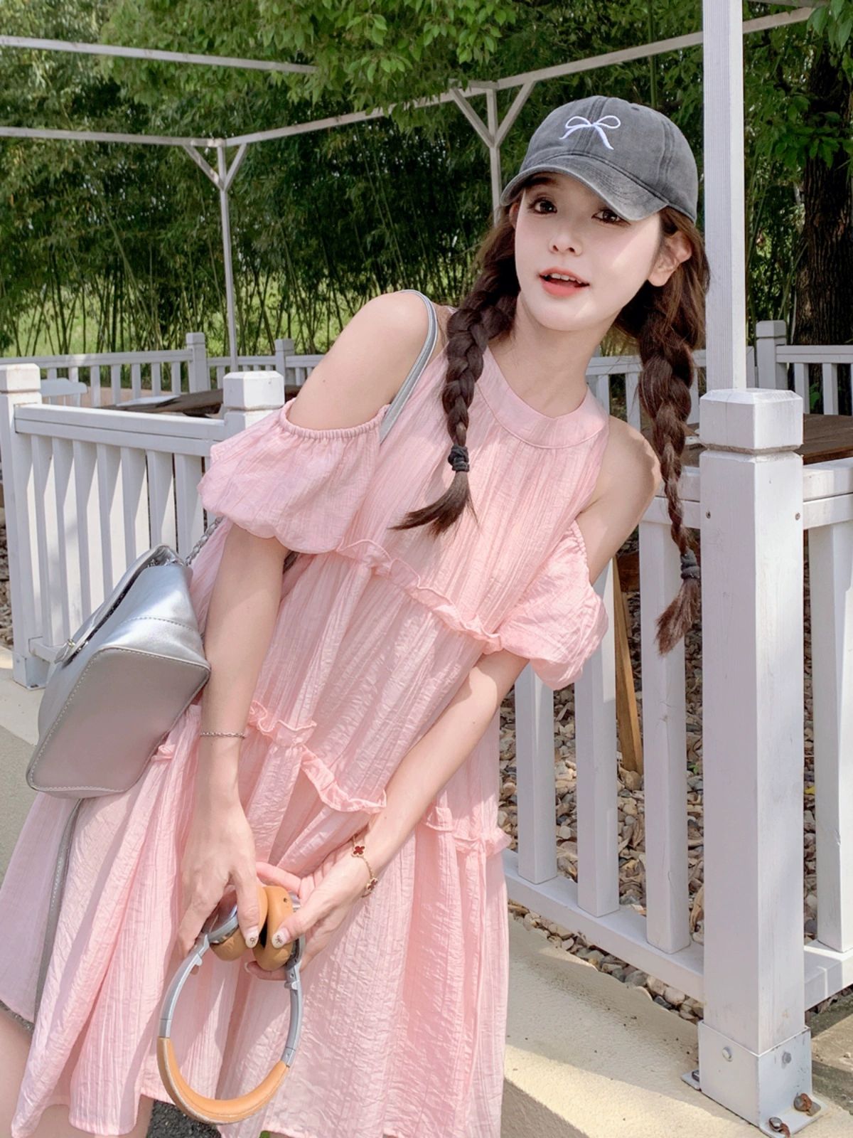 여름 원피스 민소매 오프숄더 어깨트임 여리여리 드레스 루즈핏 - 상세 이미지 2