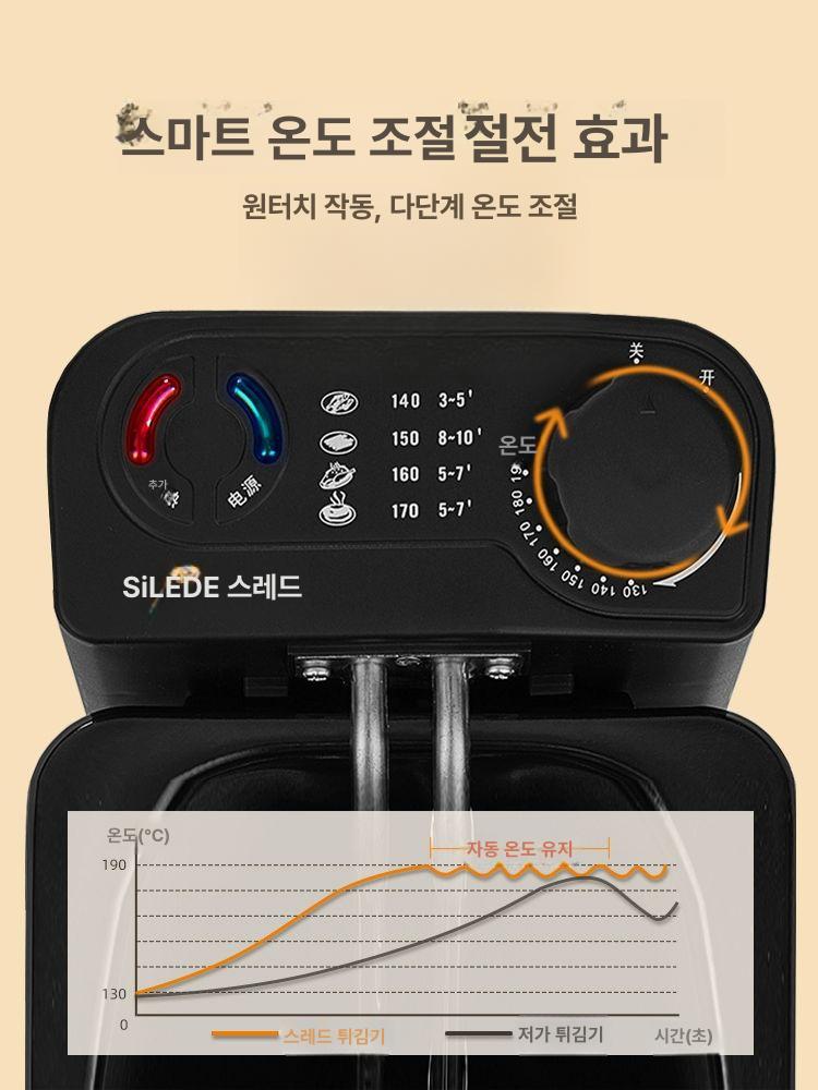 스레드 다기능 전기 전기 튀김기 가정용 소형 미니 기계 2.5L 에나멜
