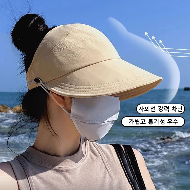 [자외선꼼짝마]로제티카 자외선차단 포니테일 똥머리 챙넓은 선캡 모자 - 상세 이미지 2