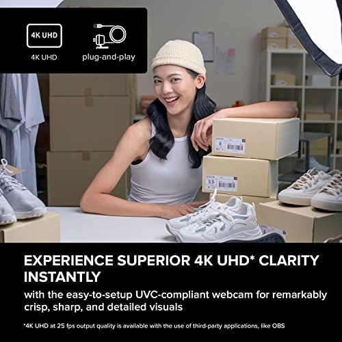크리에이티브 라이브 4K UHD USB 웹캠 백라이트 보정 40FPS 95° 광각 렌즈 프라이버시 렌즈 내장 마이크 PC 및 Mac 호환 플러그 앤 플레이... 