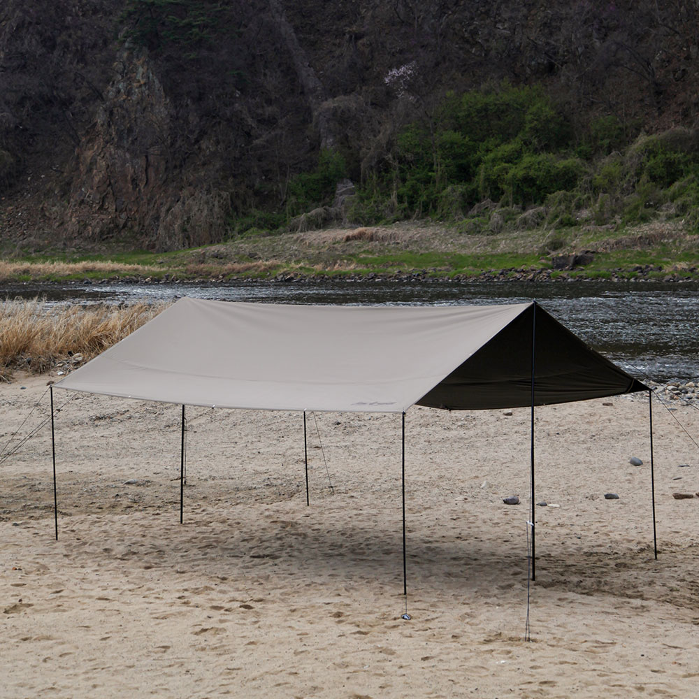 블루폴 포트리스 렉타타프 블랙코팅 캠핑 피크닉 그늘막 대형타프 560x440cm, 샌드