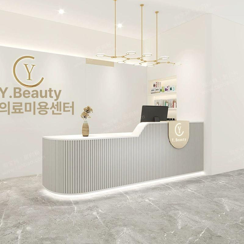 계산대 인포데스크 템바보드 리셉션 데스크 모던 심플 그린 100x60x100cm 회색 - 상품 이미지