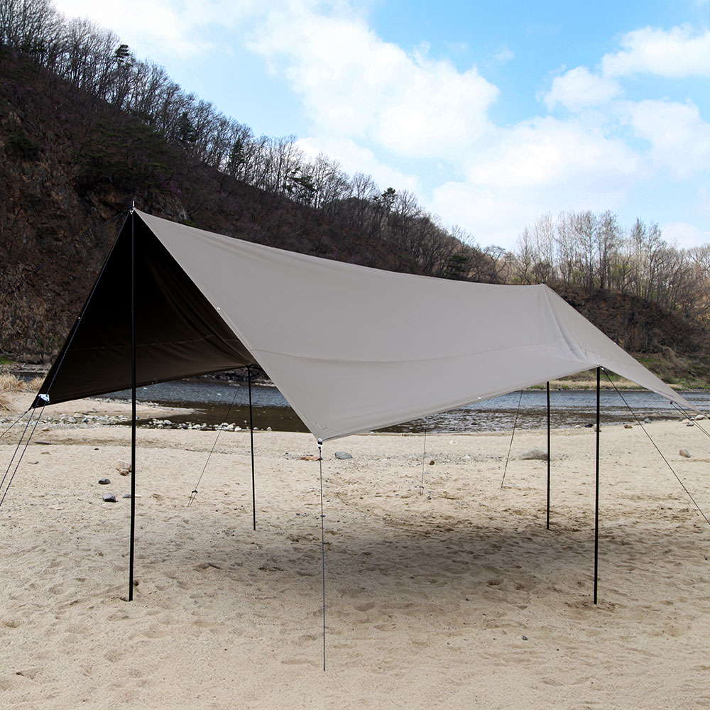블루폴 포트리스 렉타타프 블랙코팅 캠핑 피크닉 그늘막 대형타프 560x440cm, 샌드 - 상세 이미지 3