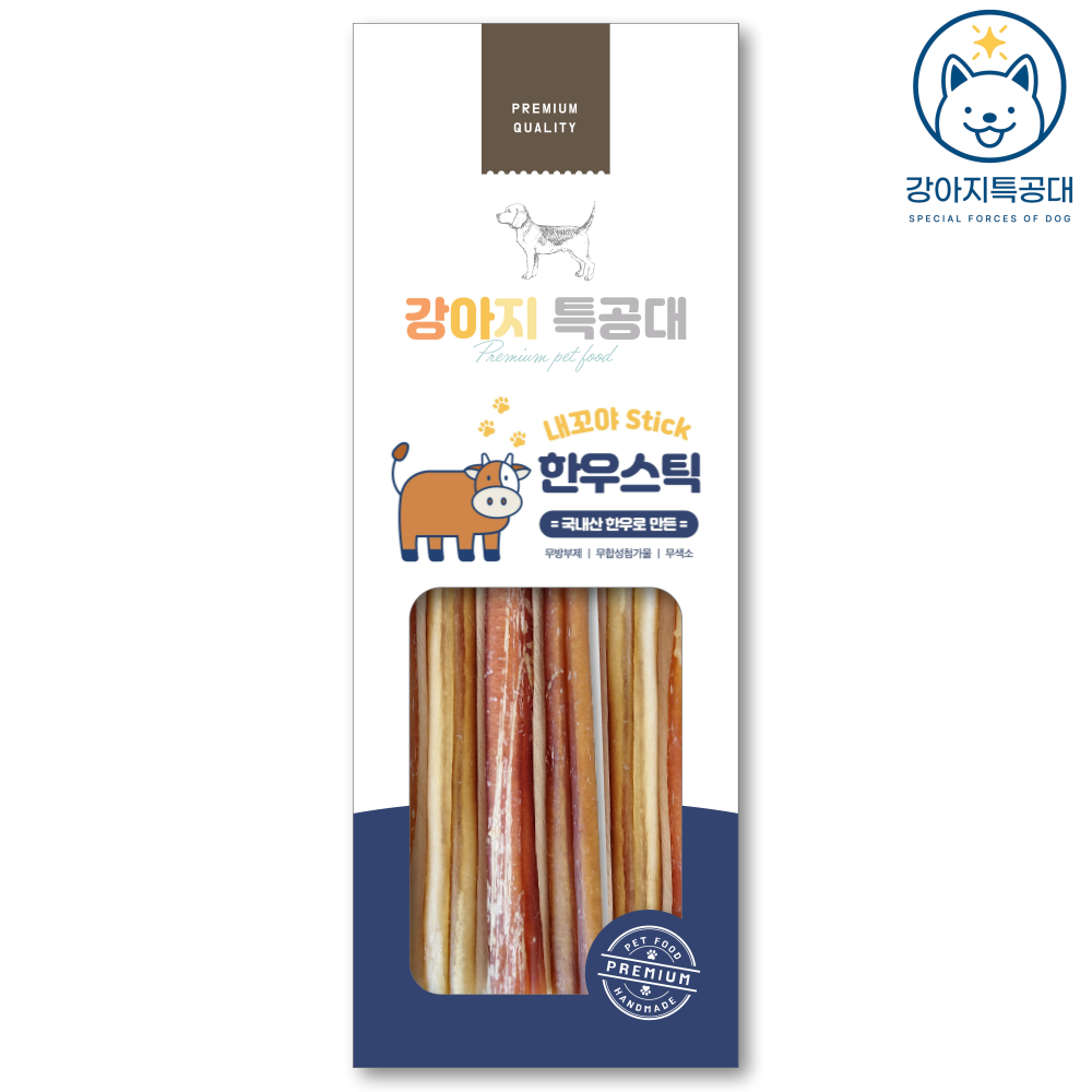 강아지특공대 한우스틱 불리스틱 블리스틱 육포 소고기 저칼로리 저알러지 훈련용 간식 10cm