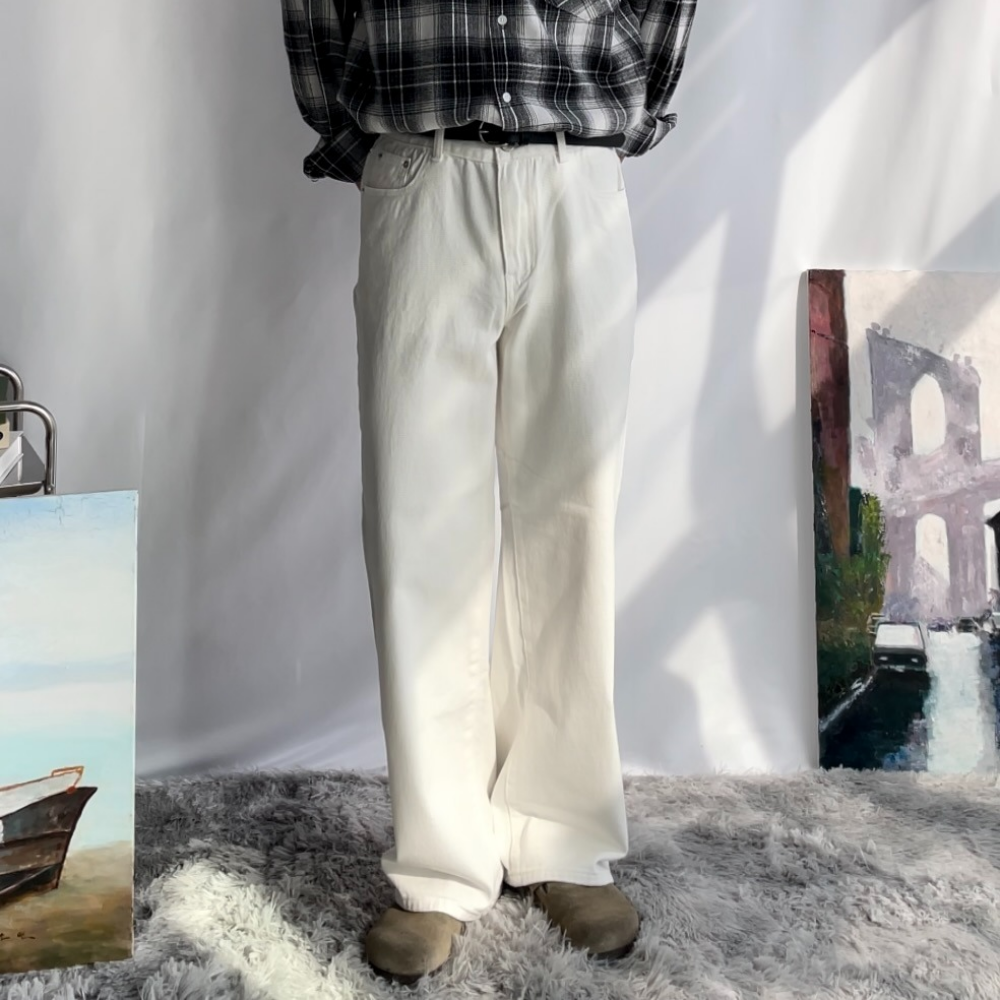 남자 화이트진 빽바지 백바지 코튼팬츠 - 상품 이미지
