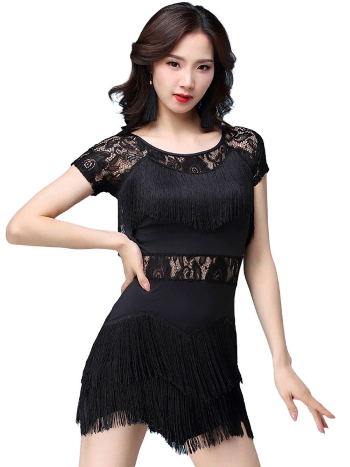 라틴댄스복 에어로빅 줌바 라인댄스 댄스스포츠 벨리 살사 원피스 공연복 탱고의상 이미지 6