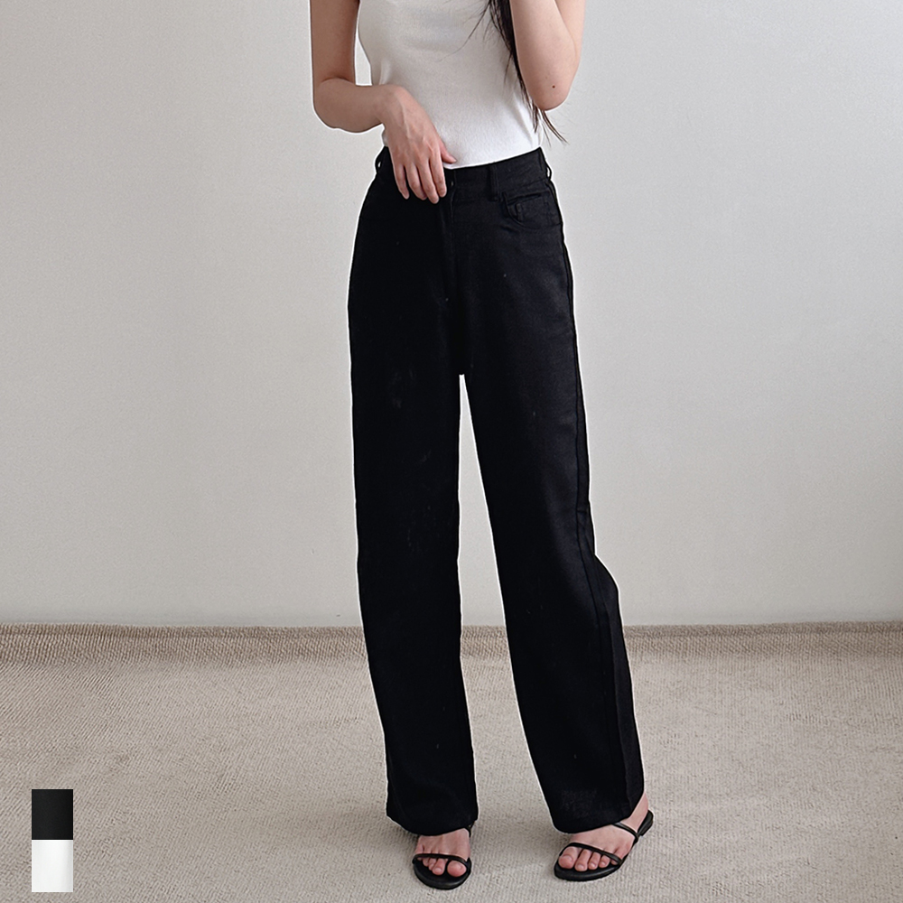 여성 린넨바지 와이드팬츠 여름 하이웨스트 밴딩 스판 면 화이트 블랙 키작녀 빅사이즈 마바지