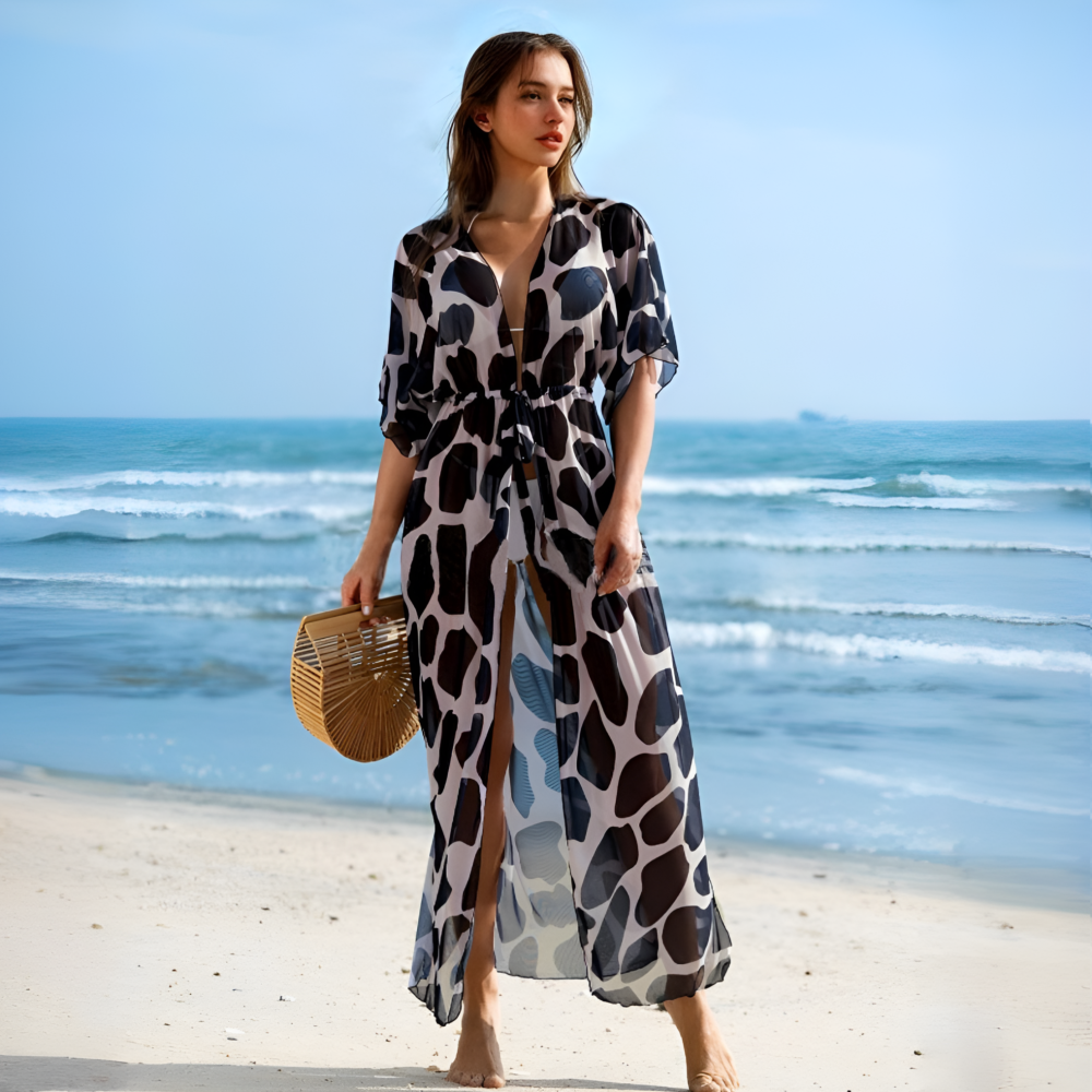 수영복로브 비치 로브 휴양지 커버업 여름 시스루 롱 가디건