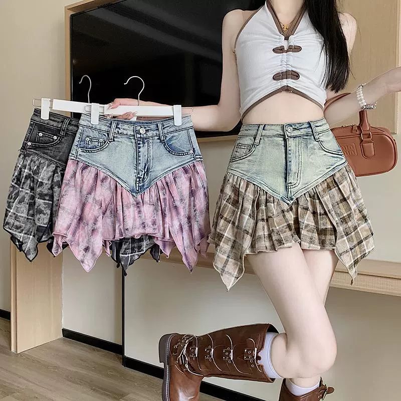 언발란스 데님스커트 방송댄스 치마 라인댄스복 라틴댄스복 - 상세 이미지 2
