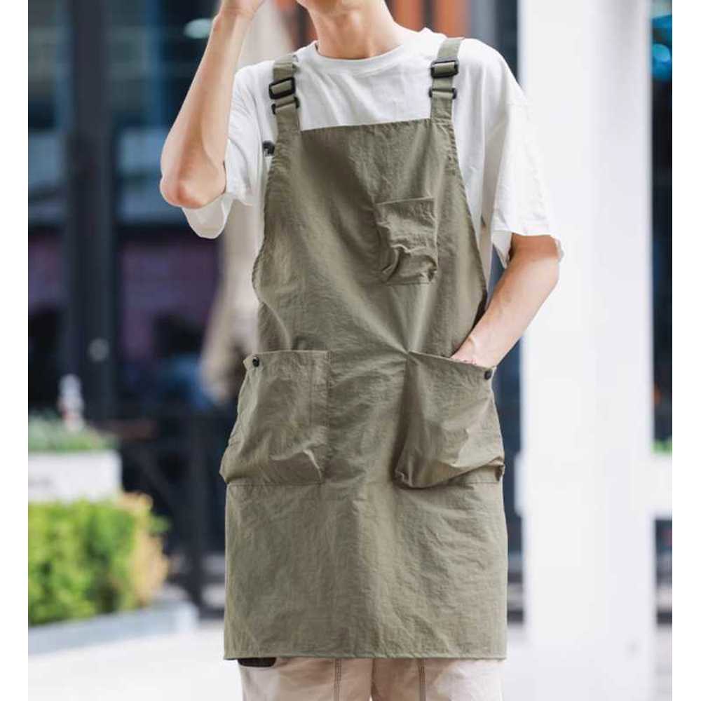 카페앞치마 공방 바리스타 앞치마 녹색 작업복 작업용 브라운 H라인 앞치마 - 상세 이미지 2
