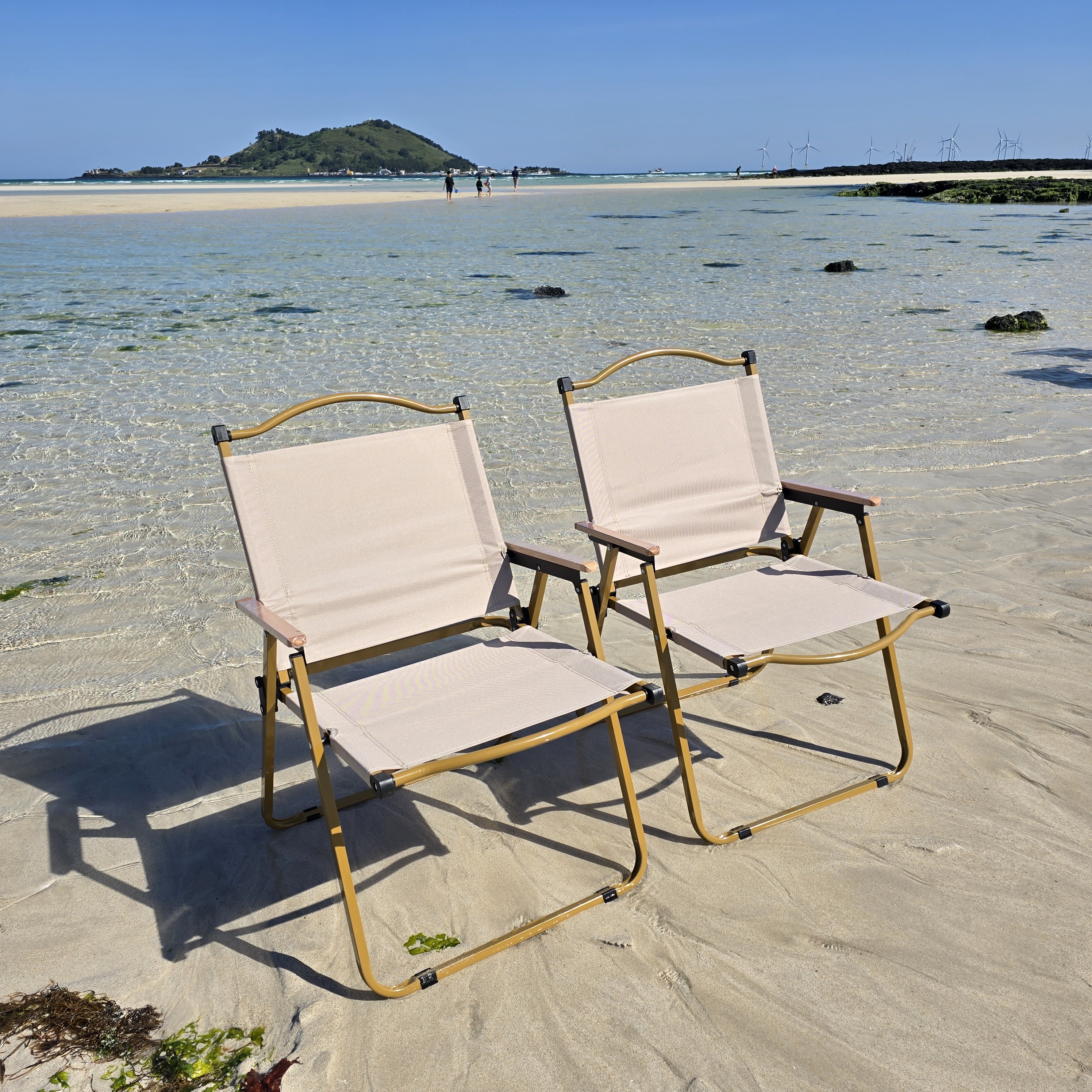 착착 접이식 폴딩 캠핑의자 로우체어 로우61cm, 모카, 2개