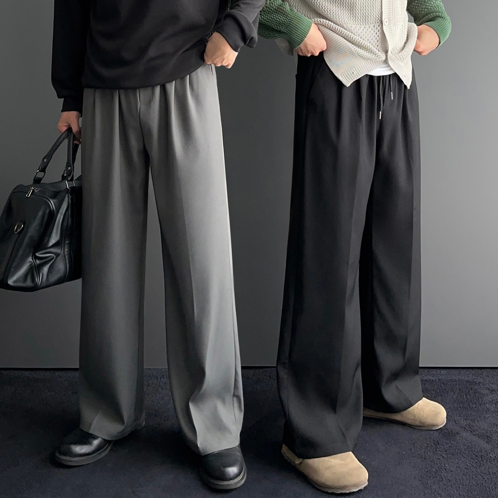 남자와이드슬랙스 남자밴딩슬랙스 여름정장바지 - 상품 이미지