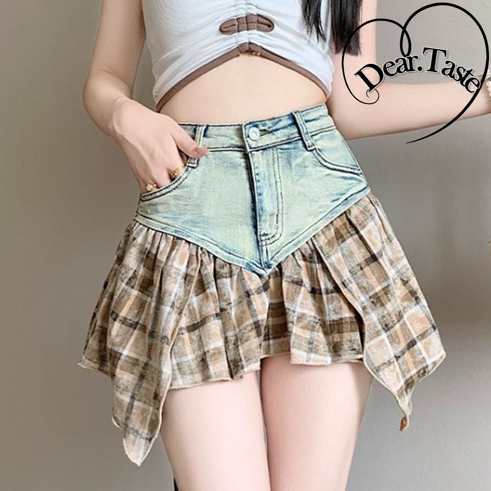 언발란스 데님스커트 방송댄스 치마 라인댄스복 라틴댄스복 - 메인 이미지
