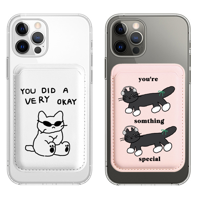 고양이 낙서 드로잉 맥세이프 카드지갑