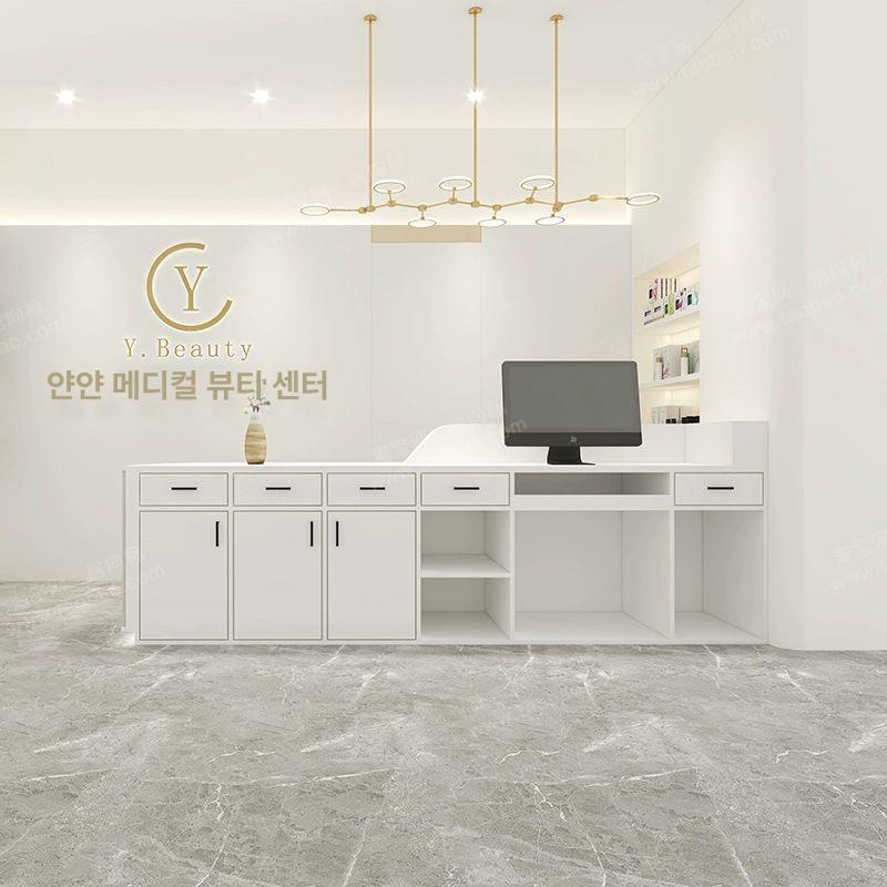 계산대 인포데스크 템바보드 리셉션 데스크 모던 심플 그린 100x60x100cm 회색 - 상세 이미지 4