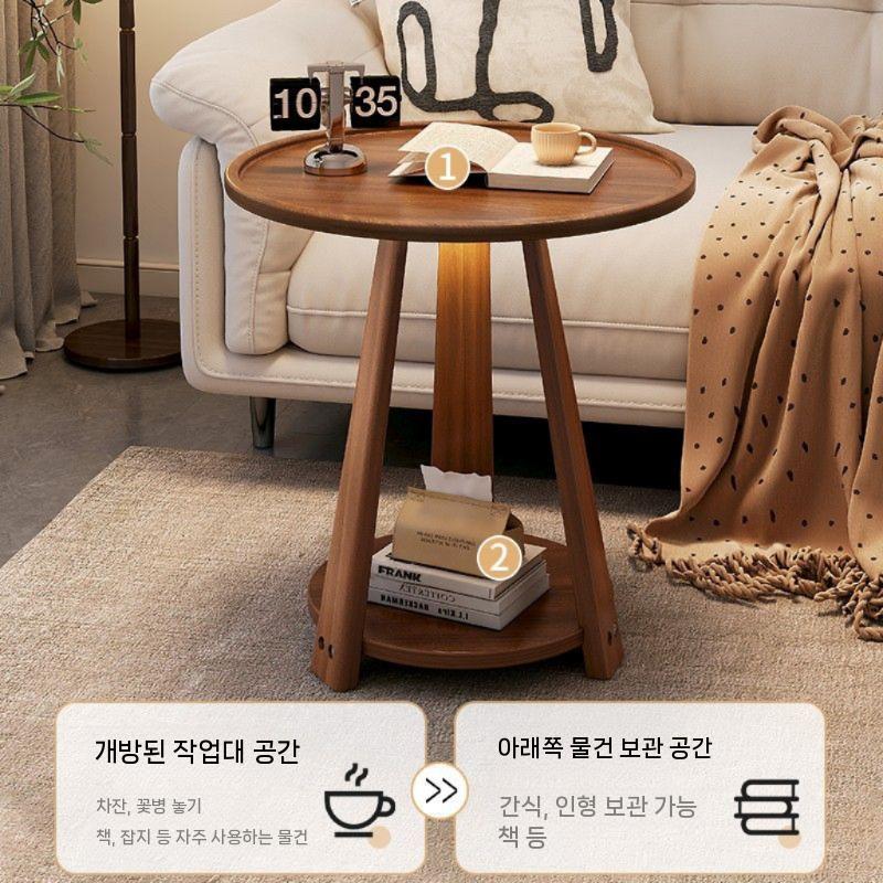 원형사이드테이블 원목 원형 침실 높이 400 사이드테이블 60cm - 상세 이미지 3