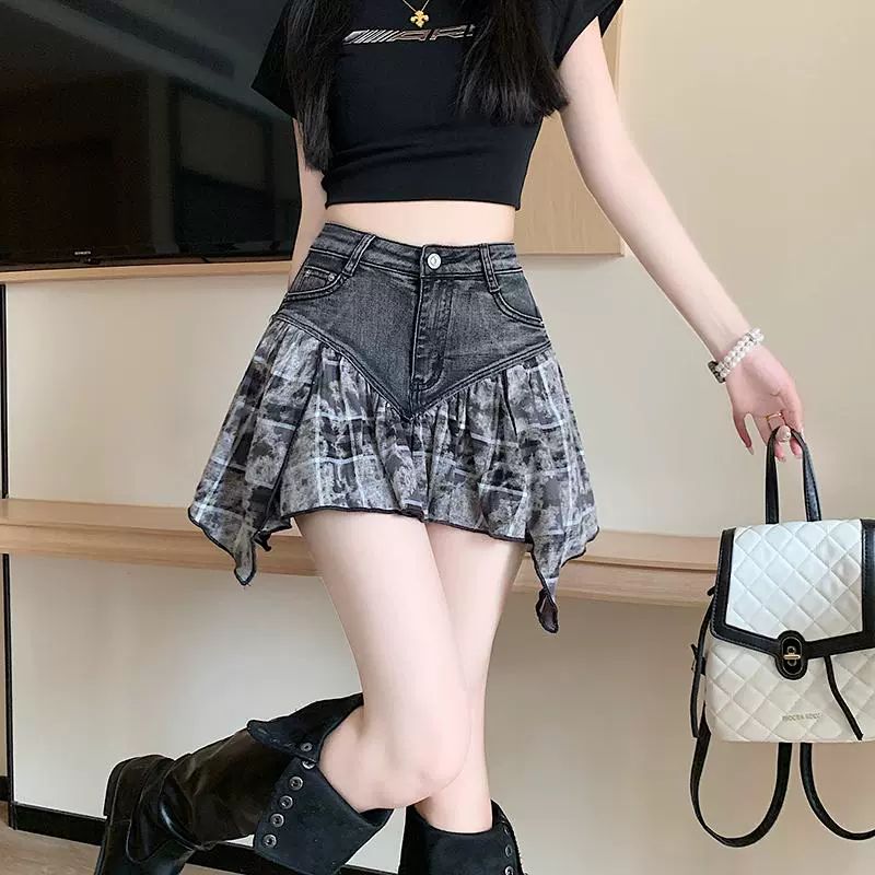 언발란스 데님스커트 방송댄스 치마 라인댄스복 라틴댄스복 - 상세 이미지 3