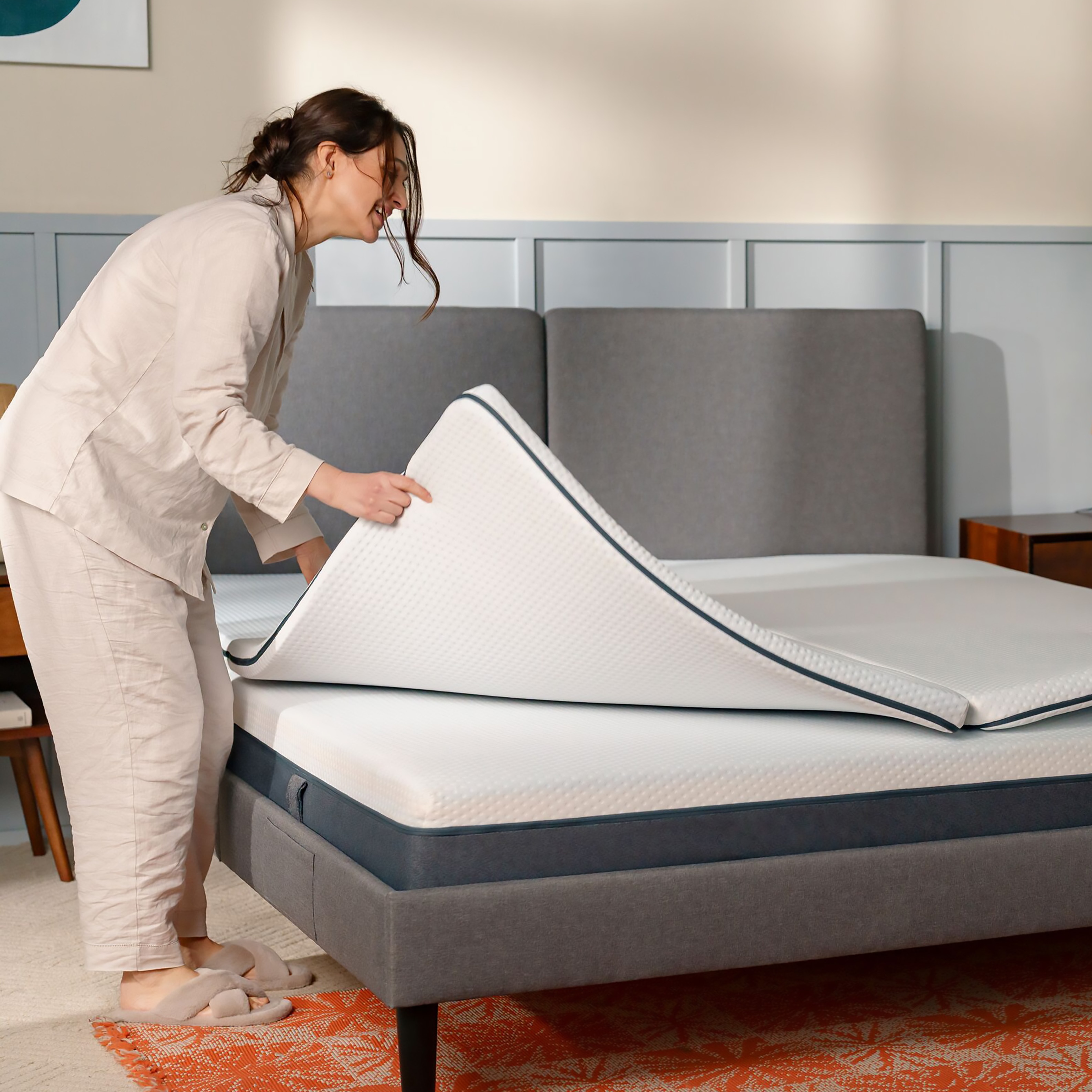 엠마 양면 3중 레이어 독일 토퍼 바닥 매트리스