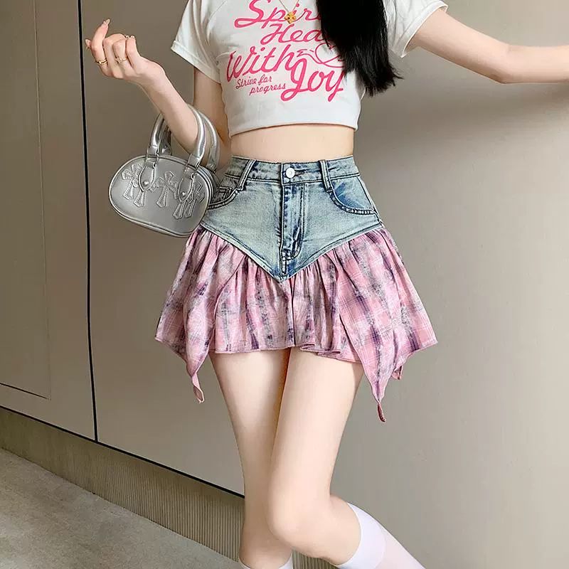 언발란스 데님스커트 방송댄스 치마 라인댄스복 라틴댄스복 - 상세 이미지 4