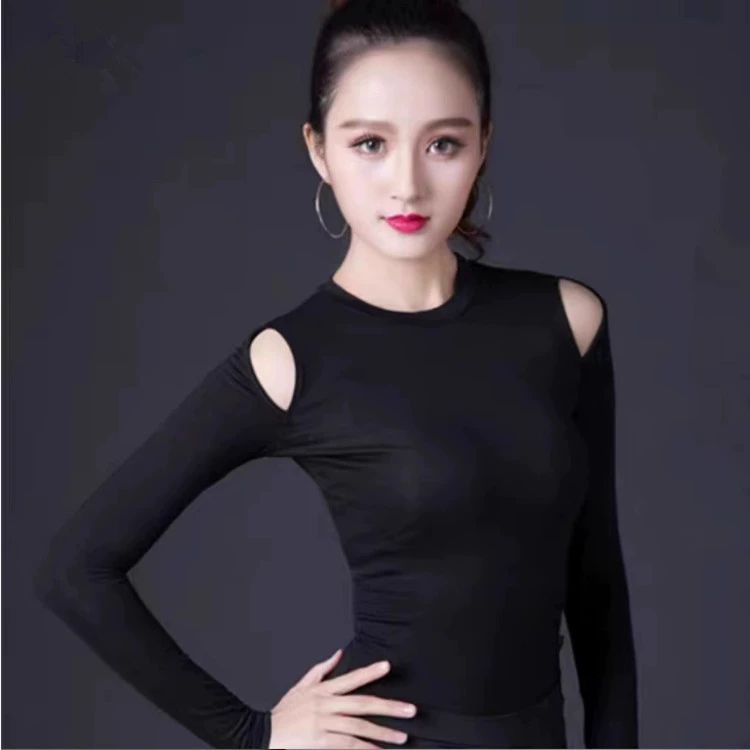 라인댄스복 댄스 긴팔 티셔츠 여성 라틴 댄스복상의 - 상세 이미지 4