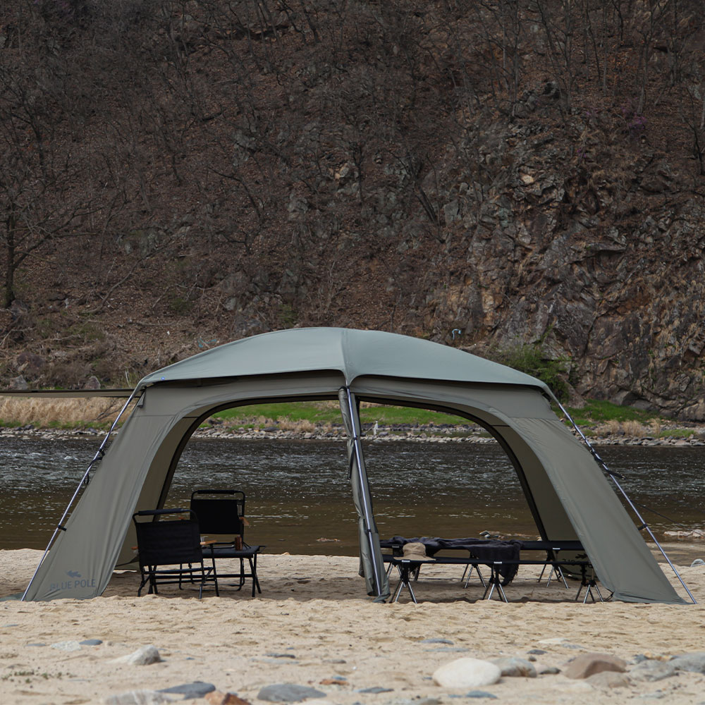 블루폴 브레이브 리빙쉘텐트 거실형 장박 대형 캠핑텐트 TPU창 풀구성 카키