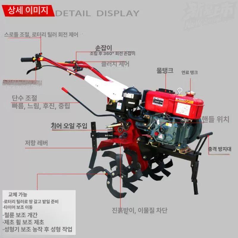 텃밭 경작기 다기능 경운기 회전식 농업 관리기 미니 부품 농기계 잡초 제거 기계 미니관리기 - 상세 이미지 5
