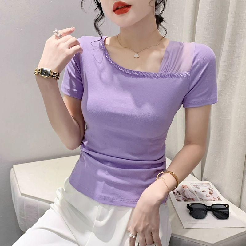 라인댄스복 상의 반팔 재즈 댄스복 의상 티셔츠 비즈 줌바복 라틴 댄스스포츠 사교 - 상세 이미지 4