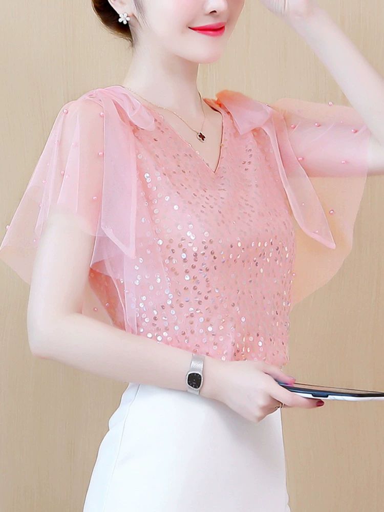 줌바복장 반팔 라인댄스복 라틴댄스복 상의 에어로빅복 - 상세 이미지 4