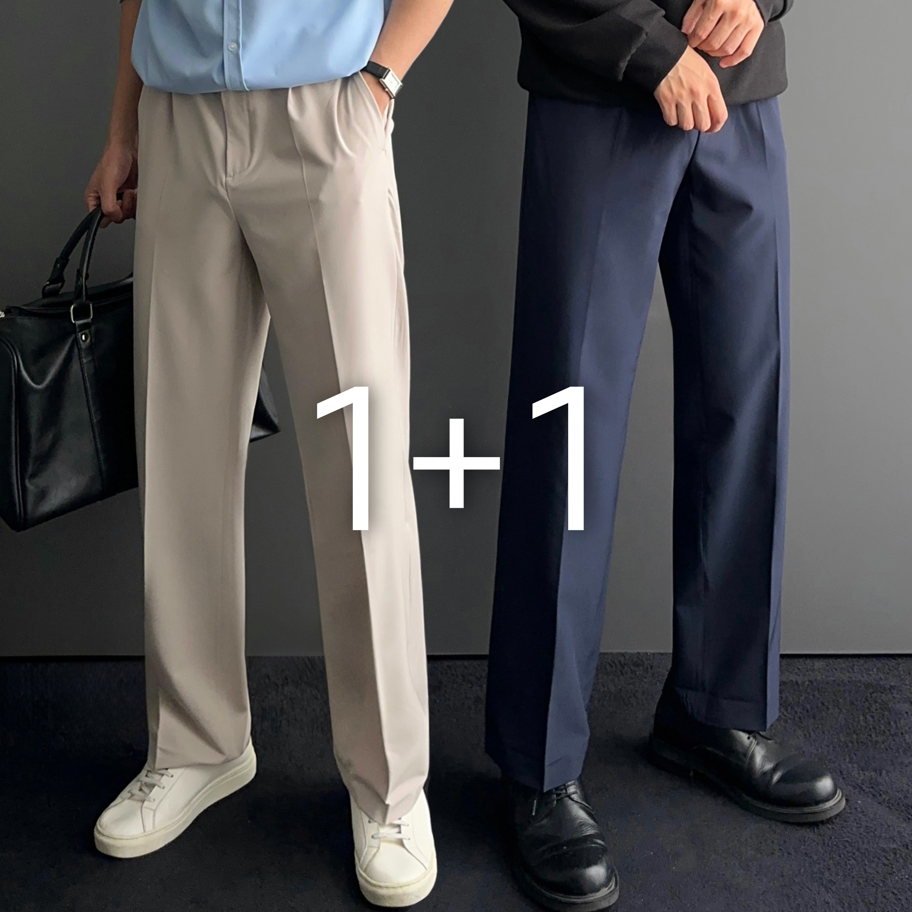 1+1 세미와이드슬랙스 남자여름슬랙스 쿨슬랙스 - 상품 이미지