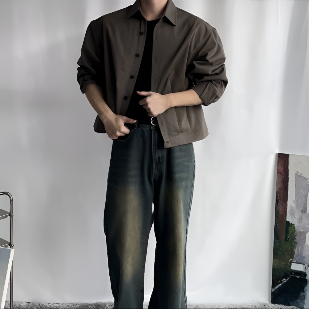 남자 크롭셔츠 치노셔츠 남방 - 상세 이미지 2