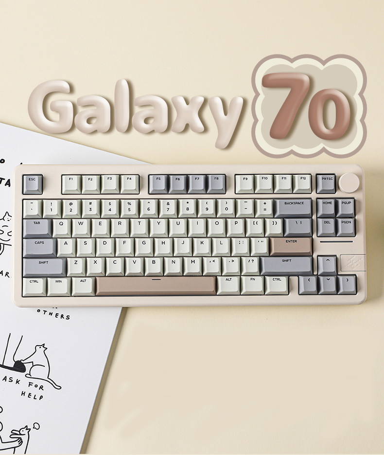 에포메이커 갤럭시 EPOMAKER Galaxy 70 기계식 키보드 커스텀 3모드 알루미늄 크림화이트 - 상세 이미지 2