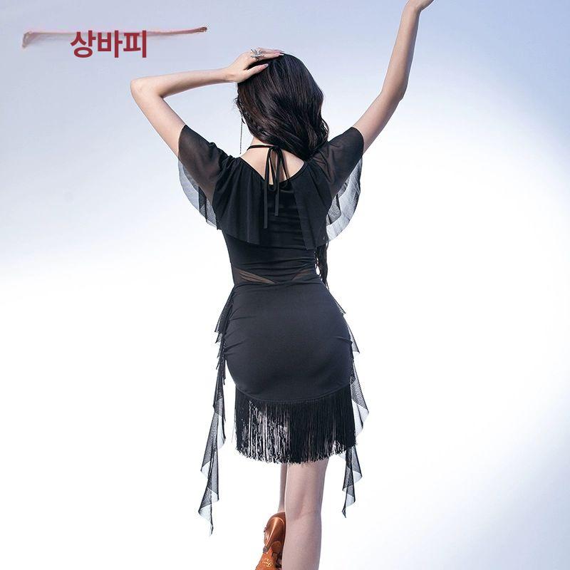 라틴댄스복 스포츠 라인 댄스원피스 사교 줌바 공연 댄스옷 살사 줌바복 - 상세 이미지 5