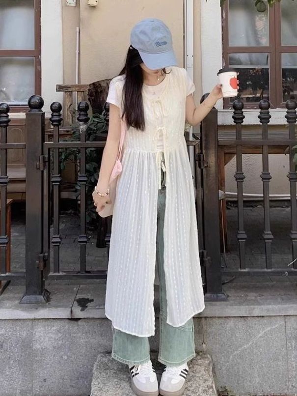 언니네산지직송 안은진 레이스 뷔스티에 원피스 펀칭 롱원피스 5회 레이어드 커버업 - 상세 이미지 4