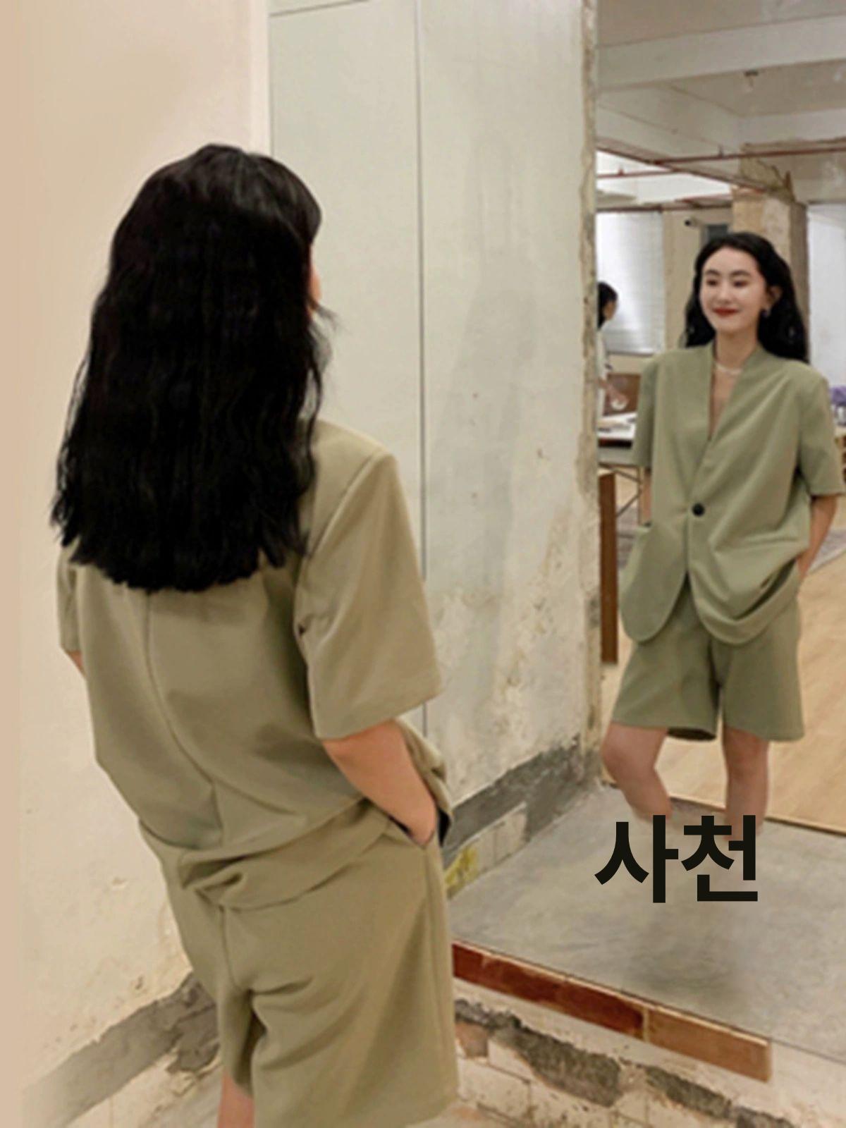 여성 반팔정장 여름 정장 여자수트셋업 세미정장 하객룩 - 상세 이미지 5