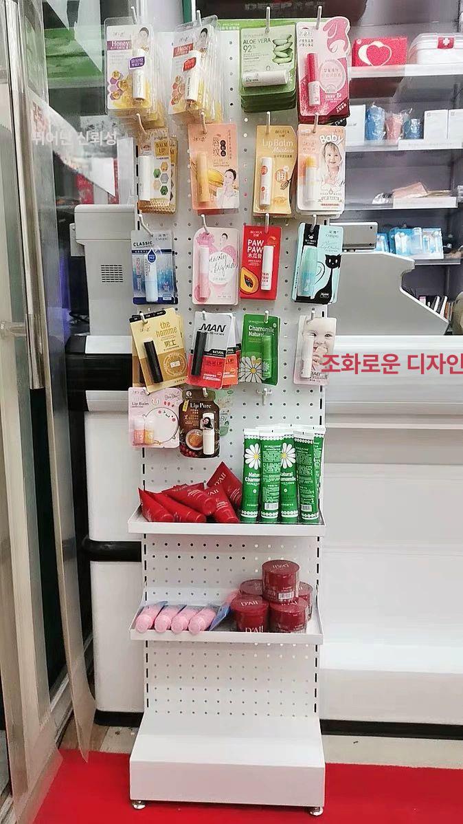 약국 진열대 편의점 매대 마트 과자 수납장 화이트 35cm 폭 화이트 4개 선반10개 훅 - 상세 이미지 4