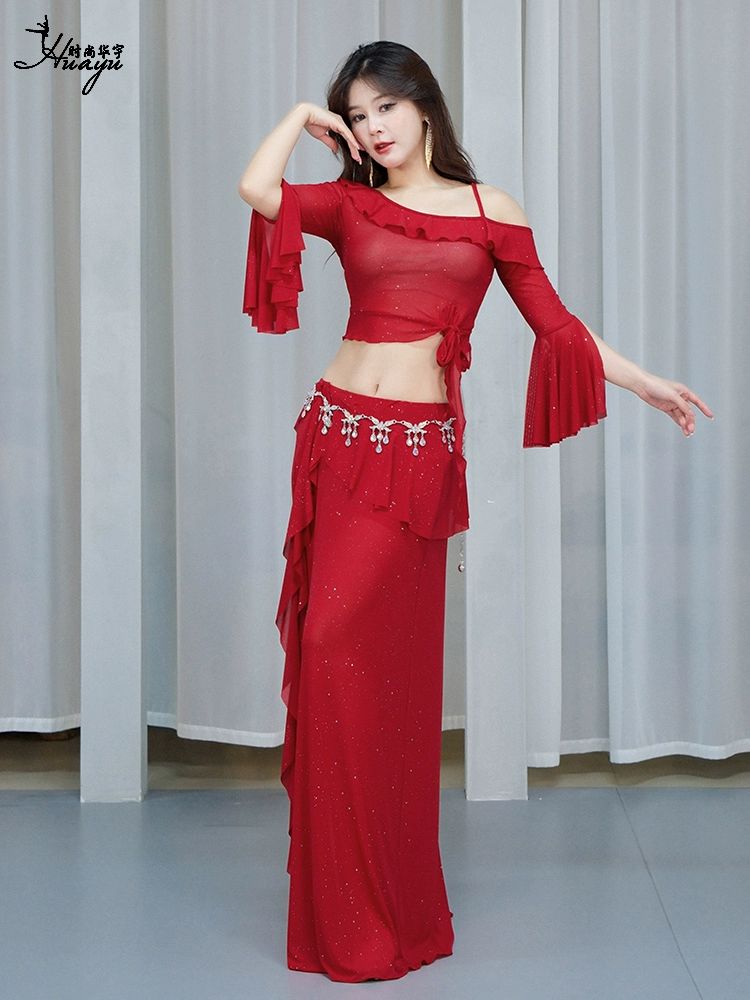 사교댄스복 밸리 라인 댄스복 롱스커트 치마 세트 연습복 - 상세 이미지 3