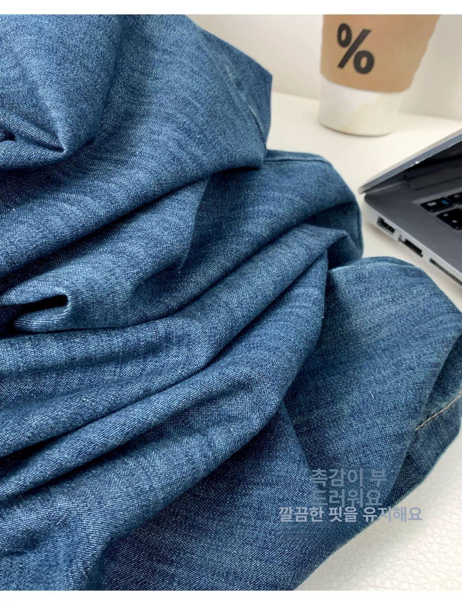 점프슈트코디 데님 끈 청바지 허리 스트링 점프 슈트 얇은끈 멜빵 바지 - 상세 이미지 4