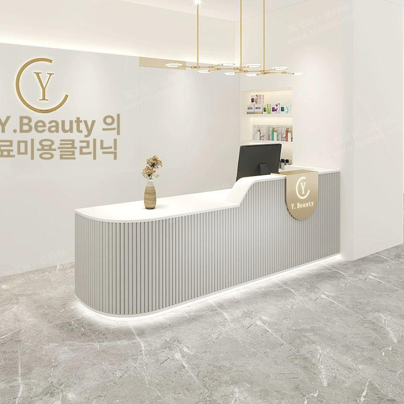 계산대 인포데스크 템바보드 리셉션 데스크 모던 심플 그린 100x60x100cm 회색 - 상세 이미지 2
