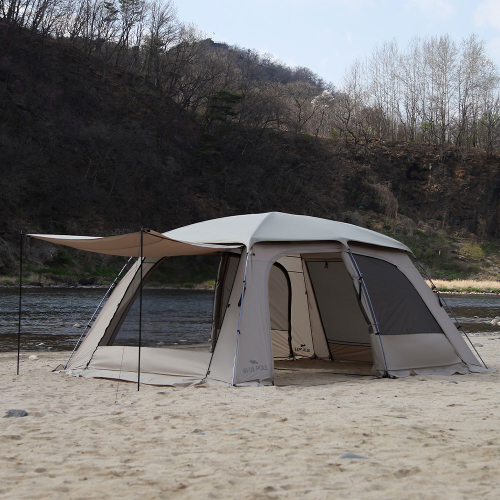 블루폴 브레이브 리빙쉘텐트 거실형 장박 대형 캠핑텐트 TPU창 풀구성 샌드