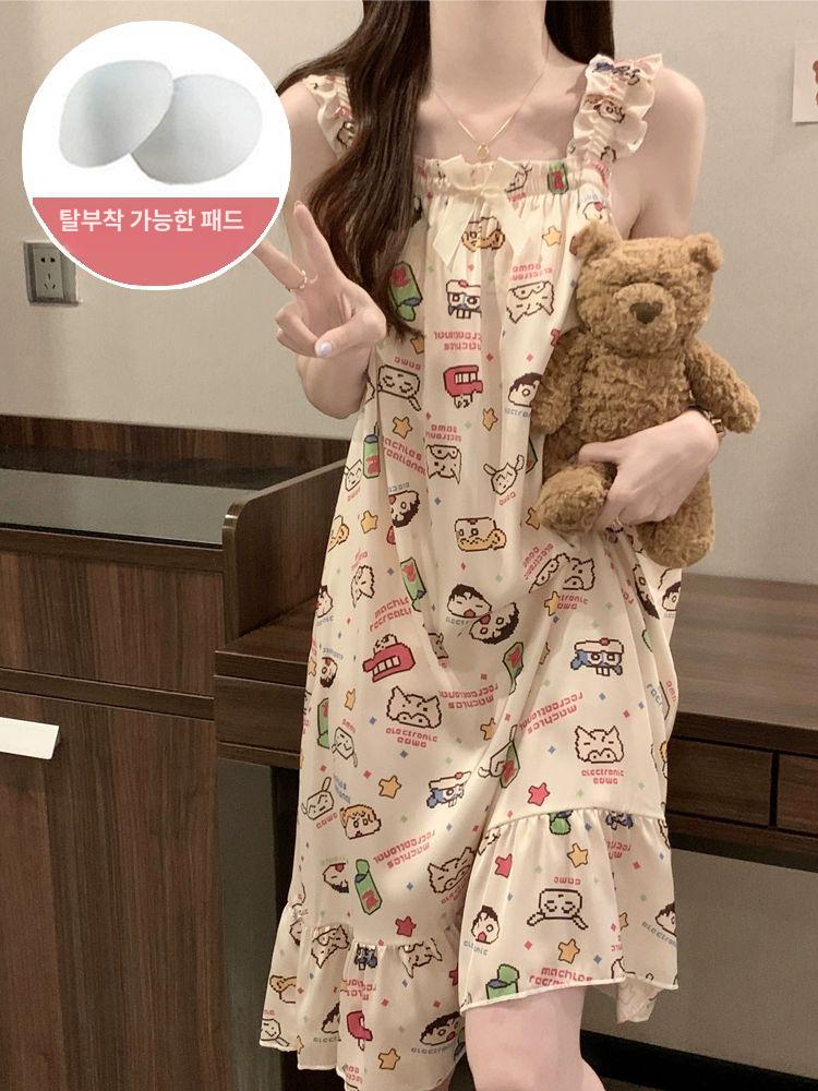 여름 실크잠옷 나시 집에서입는옷 민소매 시원한 - 상세 이미지 2