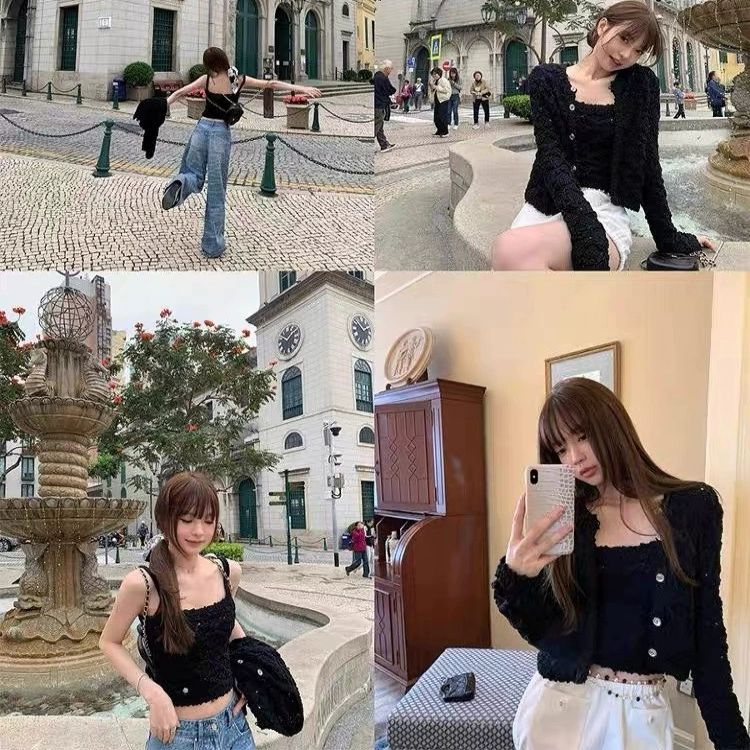 그물 자켓 예능 크로쉐 펀칭 폼폼 - 상세 이미지 3